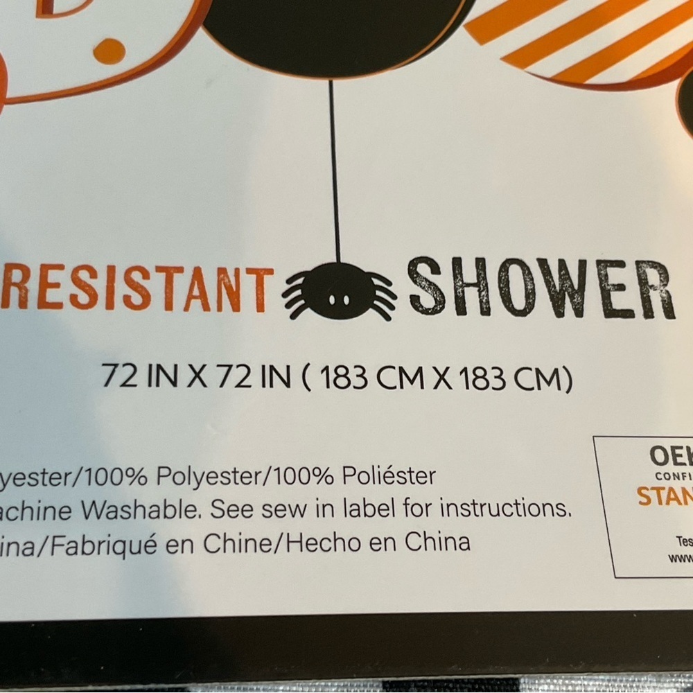 Black Cat Shower Curtain Halloween OEKO-TEX Bathroom Bath Decor Spider Holiday - Picture 3 of 5